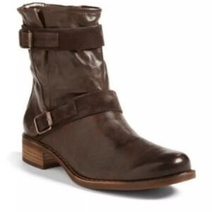 Paul Green Austria Women's Ally brown leather Moto ankle boots 7.5